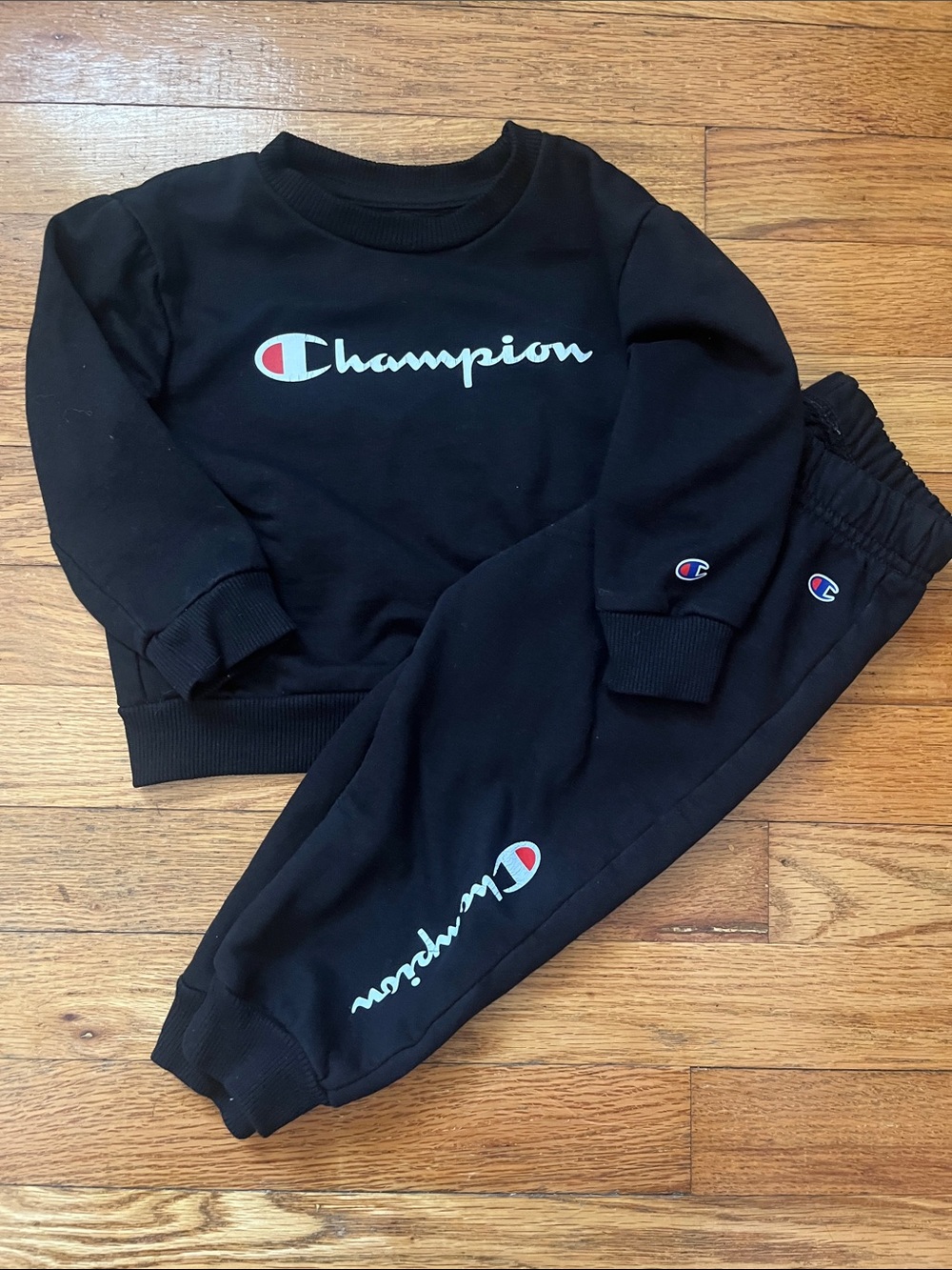 Champion Toddler Black Logo Sweatpants & Hoodie Set - Black